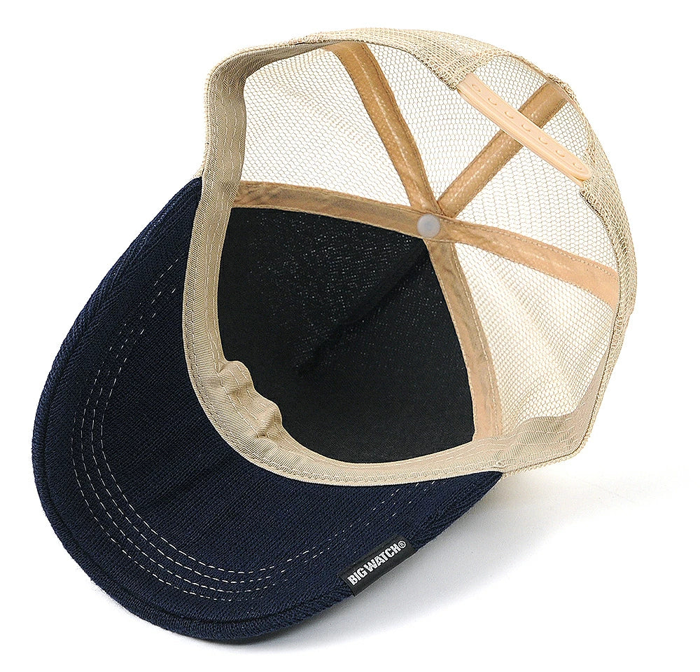 地 ヘンプ ニット コットンキャップ BIGWATCH ネイビー(紺) ベージュ メッシュキャップ ビッグサイズ ビッグワッチ ダメージ加工無し CPM-23 春 夏 秋 UVケア