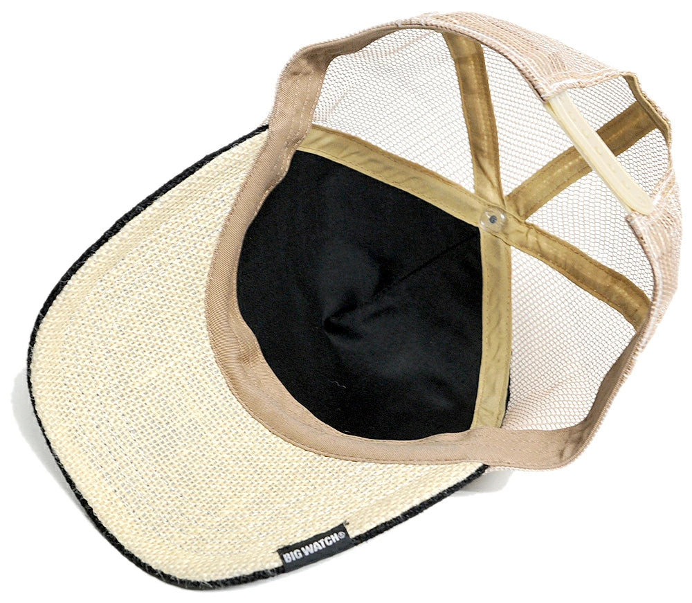 ヘンプ 刺繍 キャップ BIGWATCH正規品 ブラック ベージュ メッシュキャップ ビッグサイズ ビッグワッチ CPMS-01 春 夏 秋 UVケア