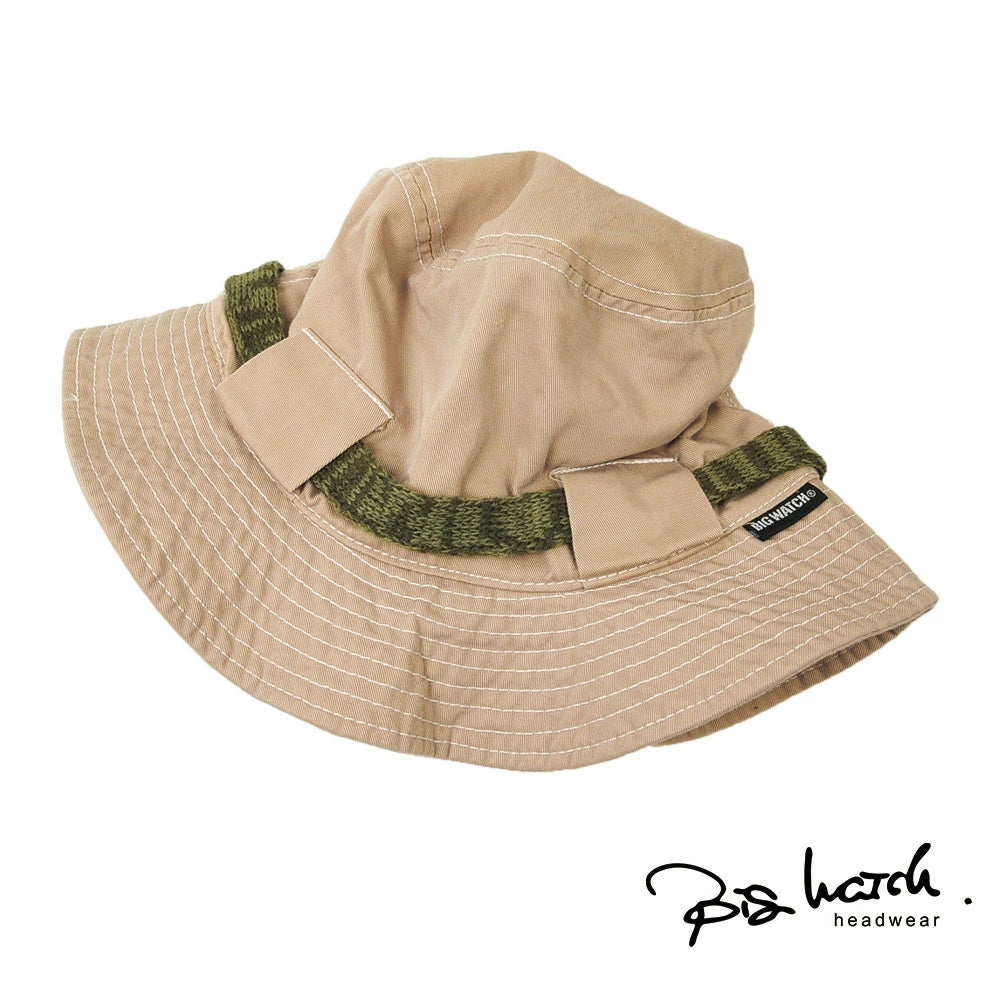 ストリングハットBIGWATCH正規品 ベージュ(茶) ビッグワッチ ハット HA-07 春 夏 秋 UVケア バケットハット