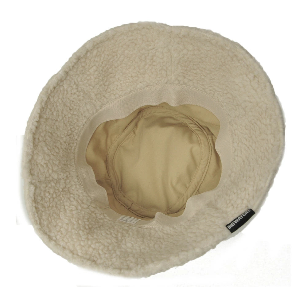 ボア生地 バケットハット アイボリー 白 BIGWATCH ボア HA-40 バケットハット 秋冬用 男女兼用
