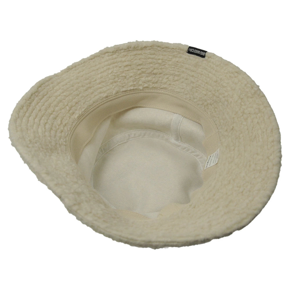 ボア生地 ハット アイボリー 白 BIGWATCH ボア HA-42 バケットハット 秋冬用 男女兼用