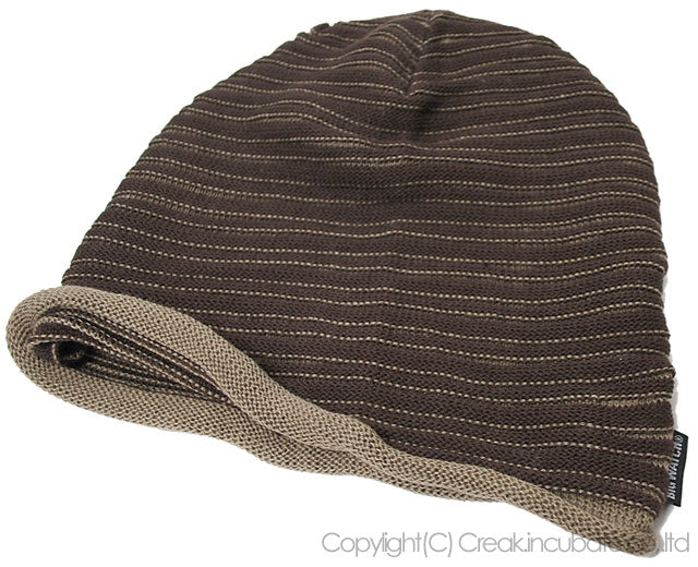 ヘンプスリムボーダーBIGWATCH(ビッグワッチ) ブラウン グレージュ ニットキャップ ニット帽 ルーズ ヘンプロール HM-09 春 秋 冬
