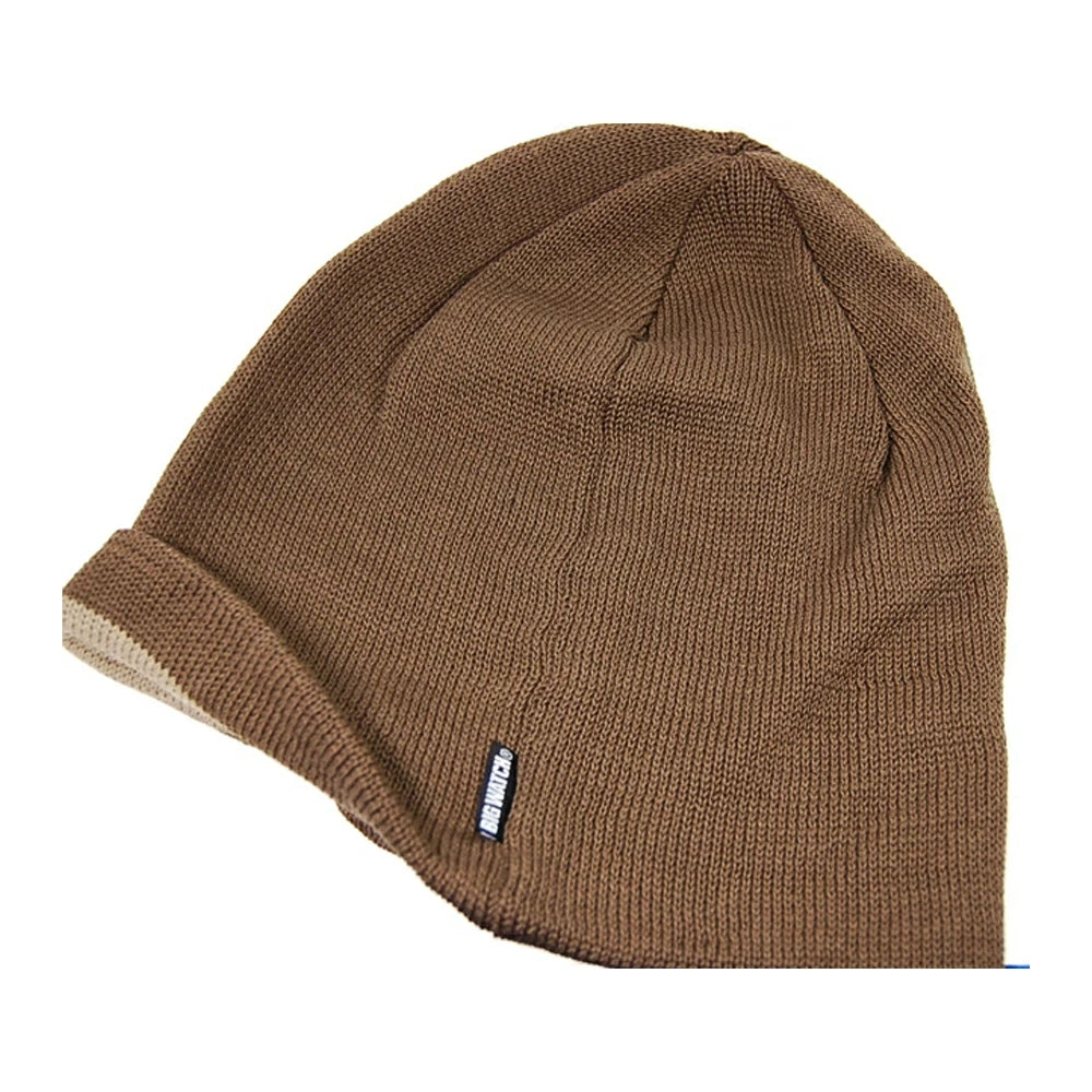 プレーンリバーシブルBIGWATCH ブラウン ベージュ ルーズ ワッチキャップ ニット帽 ニットキャップ P-04 春 秋 冬