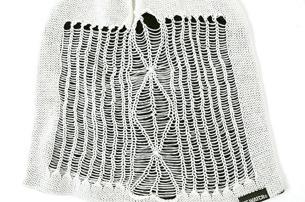 スパイダークラッシュ BIGWATCH ビッグワッチ 正規品 ホワイト ブラックニットキャップ ダメージ ルーズ ワッチキャップ RB-02 春 秋 冬