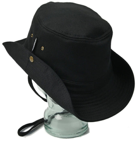 アドベンチャーハット 帽子 サファリテンガロン BK(黒)ボタン付き ワイドハット 中折れ帽子 つば広 SH-01 春 夏 秋 UVケア/ビッグワッチ