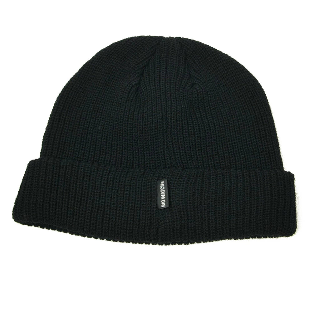 刺繍 ロゴ ニットキャップ ビッグワッチ正規品 ブラック/黒 ルーズ ニット帽 ざっくり編み 折り返し ST-07 帽子