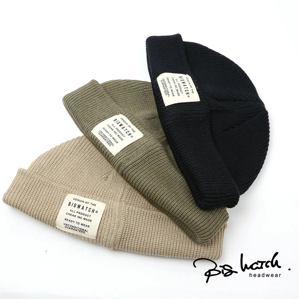 ショートワッチ 黒,ベージュ,カーキ 浅め ニット帽 ニットキャップ THG-03,04,05 秋冬 男女兼用 BIGWATCH正規品レディース メンズ