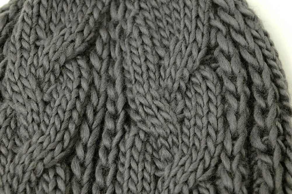 ケーブル ロングウール ニットワッチ帽子 大きいサイズ ニットキャップ ウール100% ケーブル BIGWATCH チャコールグレー ニットワッチ ケーブル 防寒対策 WL-08 秋冬