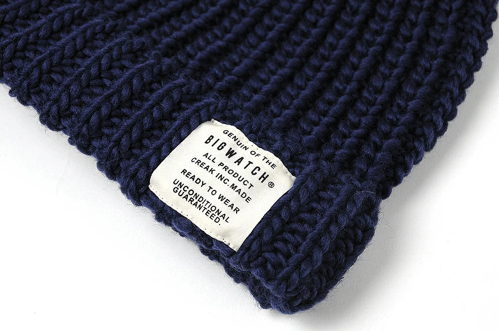 ロングウールBIGWATCH 大きいサイズ 帽子 BIGWATCH正規品 ニット帽 メンズ 大きいサイズ ロング ウール ビッグワッチ ネイビー 紺 W-09 春 秋 冬