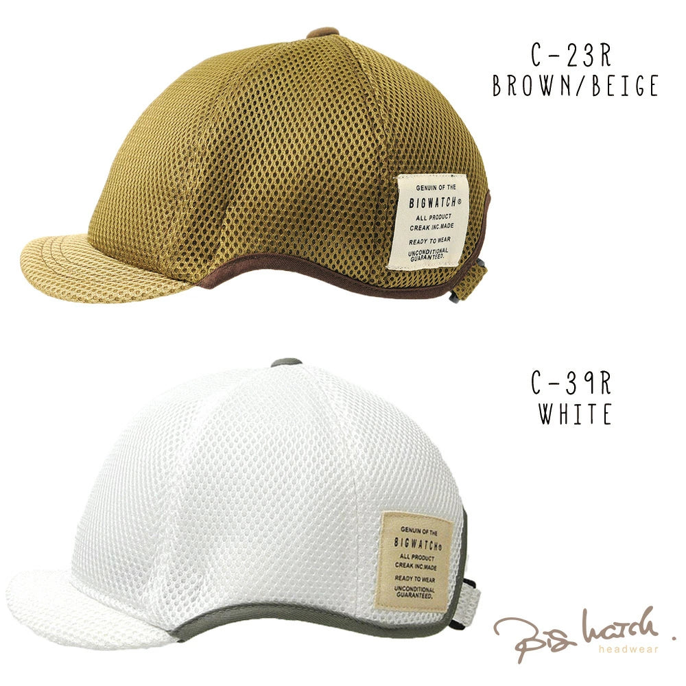 メッシュ ローキャップ ラウンドアンパイアキャップ BIGWATCH ブラック ネイビー ベージュ Wホワイト ビッグサイズ ビッグワッチ 無地 春夏 UVケア