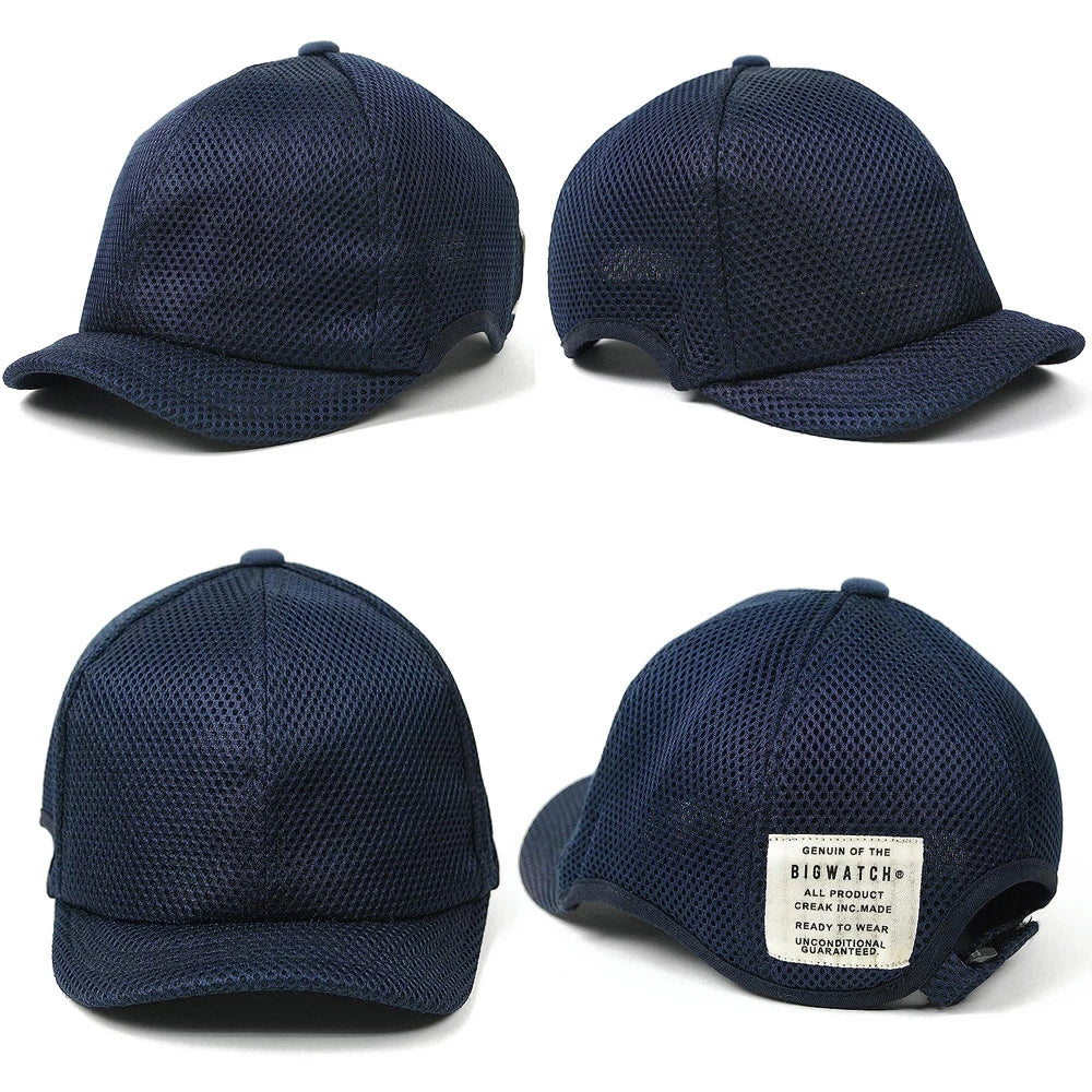 メッシュ ローキャップ ラウンドアンパイアキャップ BIGWATCH ブラック ネイビー ベージュ Wホワイト ビッグサイズ ビッグワッチ 無地 春夏 UVケア