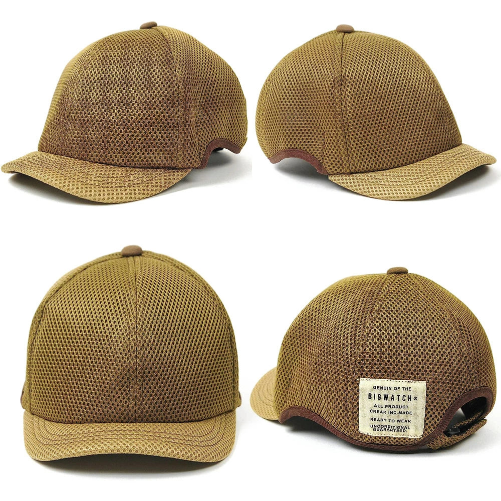 メッシュ ローキャップ ラウンドアンパイアキャップ BIGWATCH ブラック ネイビー ベージュ Wホワイト ビッグサイズ ビッグワッチ 無地 春夏 UVケア