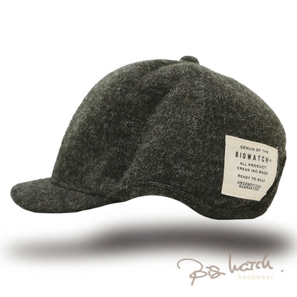 フランネル ラウンド アンパイアキャップ BIGWATCH チャコールグレー ビッグサイズ ビッグワッチ 無地 つば 短い キャップ 春 夏 秋 UVケア