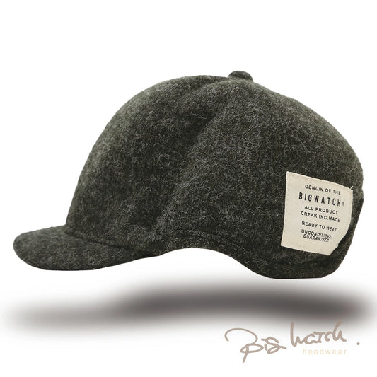 フランネル ラウンド アンパイアキャップ BIGWATCH チャコールグレー ビッグサイズ ビッグワッチ 無地 つば 短い キャップ 春 夏 秋 UVケア