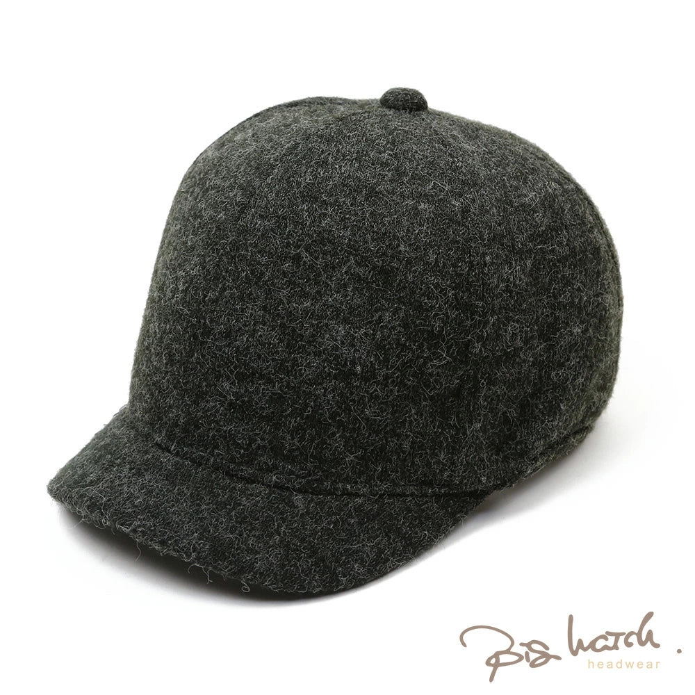 フランネル ラウンド アンパイアキャップ BIGWATCH チャコールグレー ビッグサイズ ビッグワッチ 無地 つば 短い キャップ 春 夏 秋 UVケア