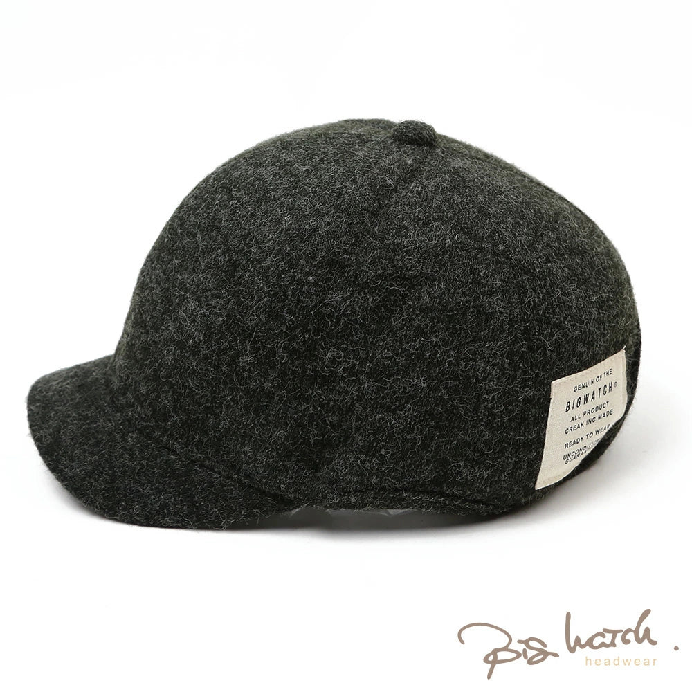 フランネル ラウンド アンパイアキャップ BIGWATCH チャコールグレー ビッグサイズ ビッグワッチ 無地 つば 短い キャップ 春 夏 秋 UVケア