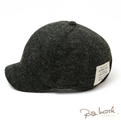 フランネル ラウンド アンパイアキャップ BIGWATCH チャコールグレー ビッグサイズ ビッグワッチ 無地 つば 短い キャップ 春 夏 秋 UVケア