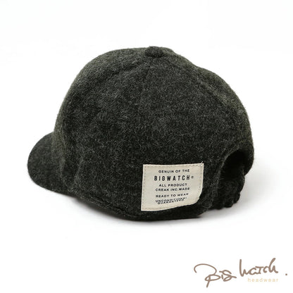 フランネル ラウンド アンパイアキャップ BIGWATCH チャコールグレー ビッグサイズ ビッグワッチ 無地 つば 短い キャップ 春 夏 秋 UVケア