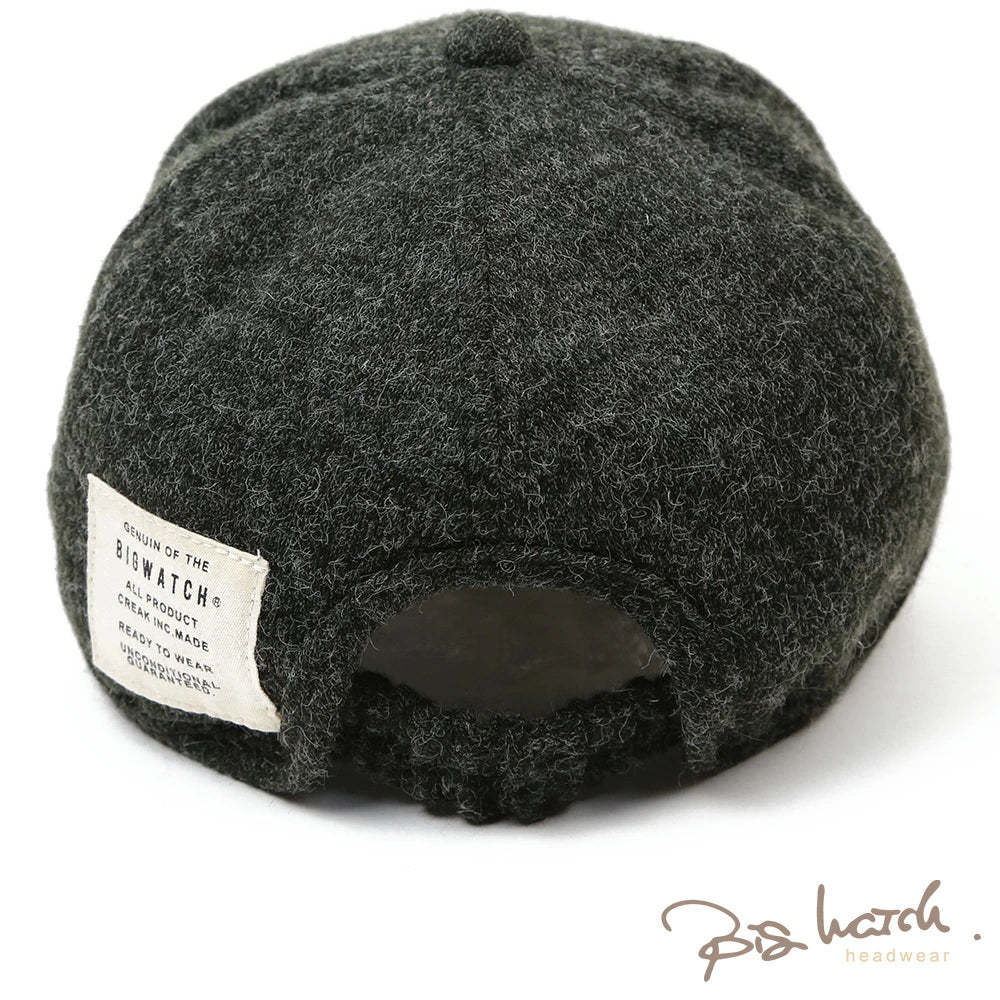 フランネル ラウンド アンパイアキャップ BIGWATCH チャコールグレー ビッグサイズ ビッグワッチ 無地 つば 短い キャップ 春 夏 秋 UVケア