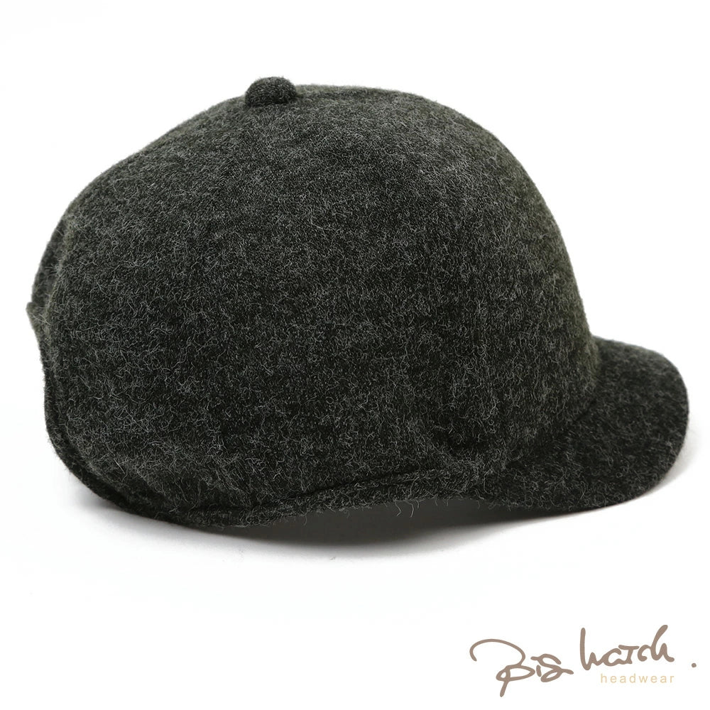 フランネル ラウンド アンパイアキャップ BIGWATCH チャコールグレー ビッグサイズ ビッグワッチ 無地 つば 短い キャップ 春 夏 秋 UVケア