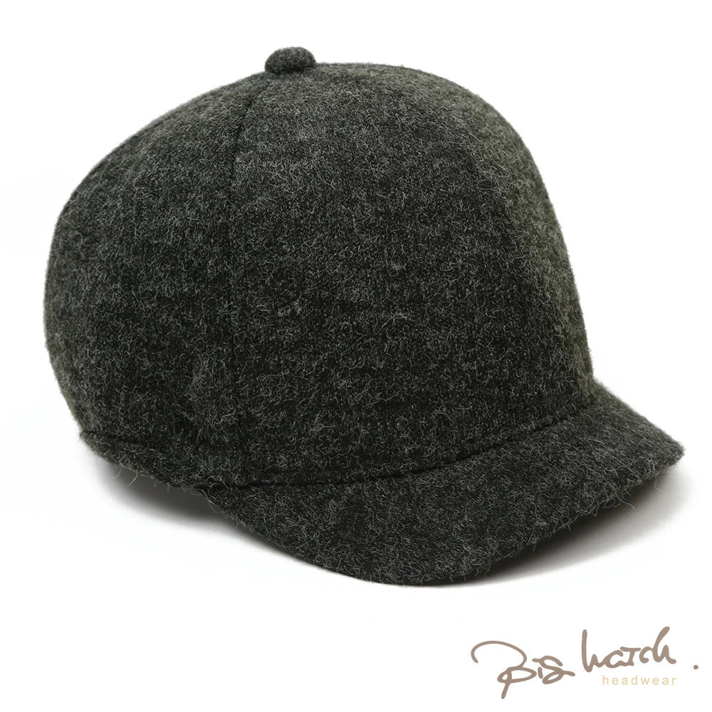 フランネル ラウンド アンパイアキャップ BIGWATCH チャコールグレー ビッグサイズ ビッグワッチ 無地 つば 短い キャップ 春 夏 秋 UVケア