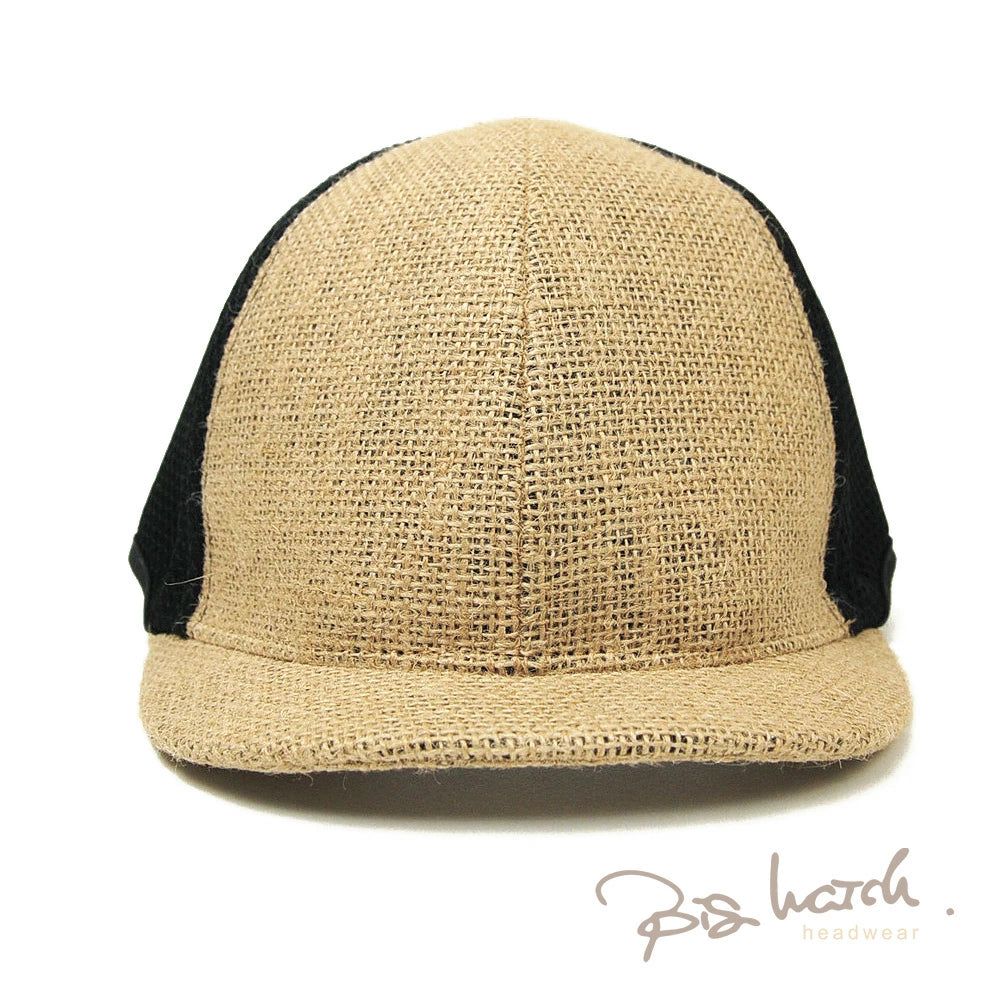 ヘンプ メッシュ ラウンド アンパイアキャップ BIGWATCH ベージュ ブラック ビッグサイズ ビッグワッチ 無地 つば 短い キャップ 春 夏 秋 UVケア