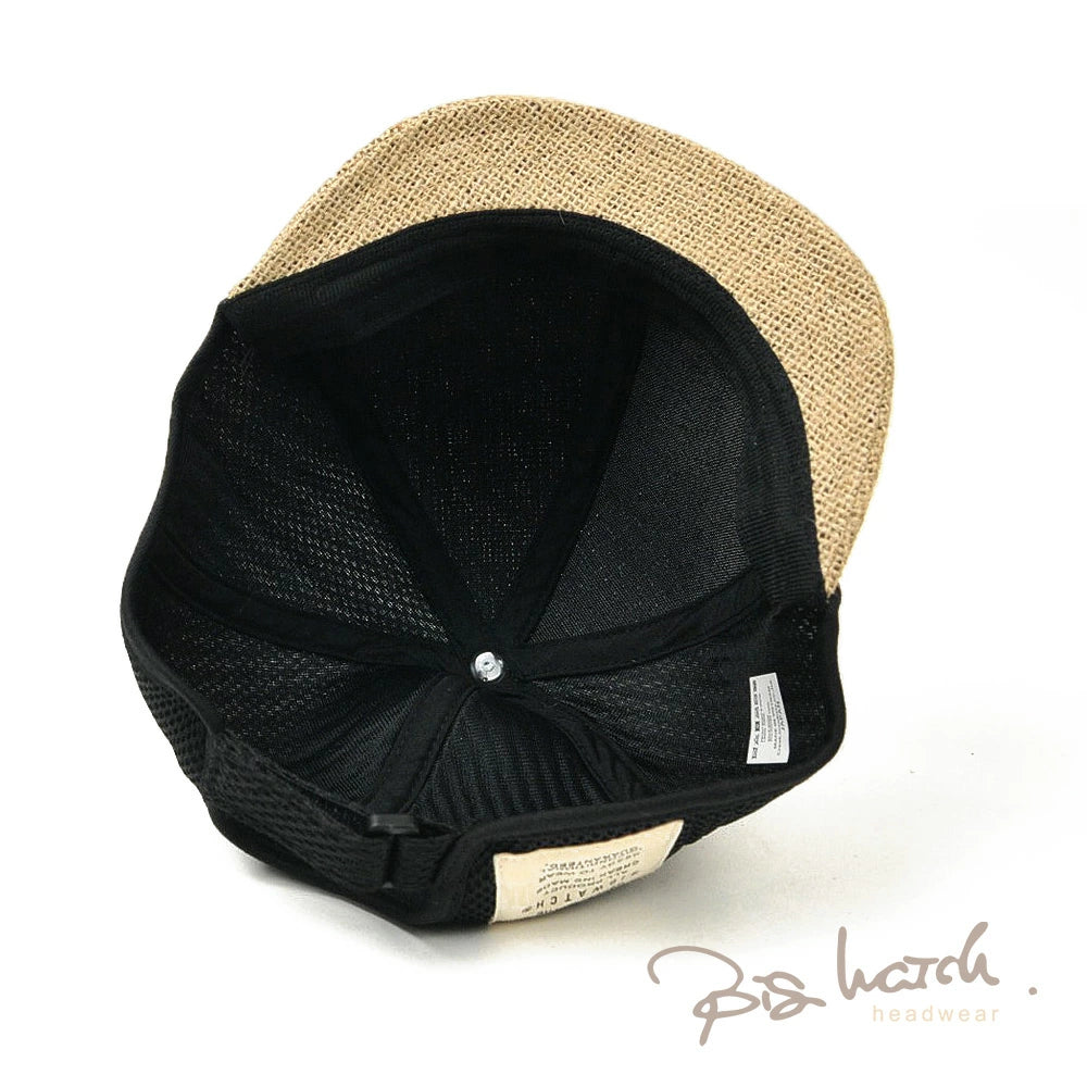 ヘンプ メッシュ ラウンド アンパイアキャップ BIGWATCH ベージュ ブラック ビッグサイズ ビッグワッチ 無地 つば 短い キャップ 春 夏 秋 UVケア