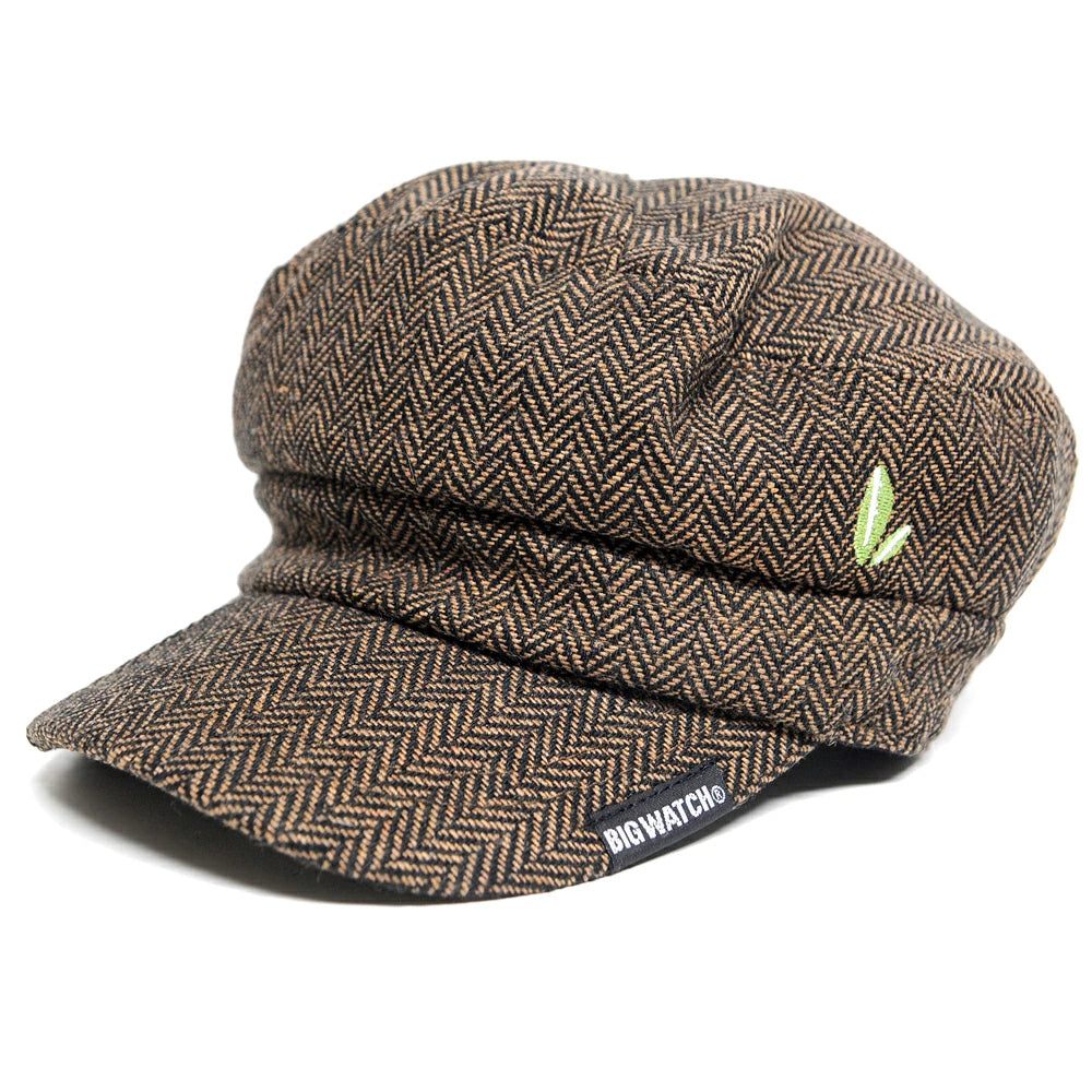 ヘリンボーン キャスケットBIGWATCH正規品 ブラウン ビッグサイズ ビッグワッチ CA-07 春 夏 秋 UVケア