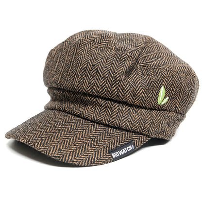 ヘリンボーン キャスケットBIGWATCH正規品 ブラウン ビッグサイズ ビッグワッチ CA-07 春 夏 秋 UVケア