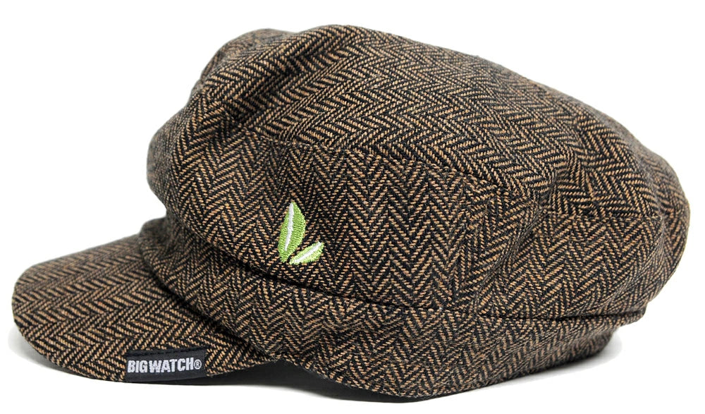 ヘリンボーン キャスケットBIGWATCH正規品 ブラウン ビッグサイズ ビッグワッチ CA-07 春 夏 秋 UVケア