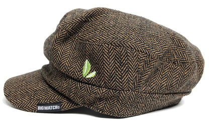 ヘリンボーン キャスケットBIGWATCH正規品 ブラウン ビッグサイズ ビッグワッチ CA-07 春 夏 秋 UVケア