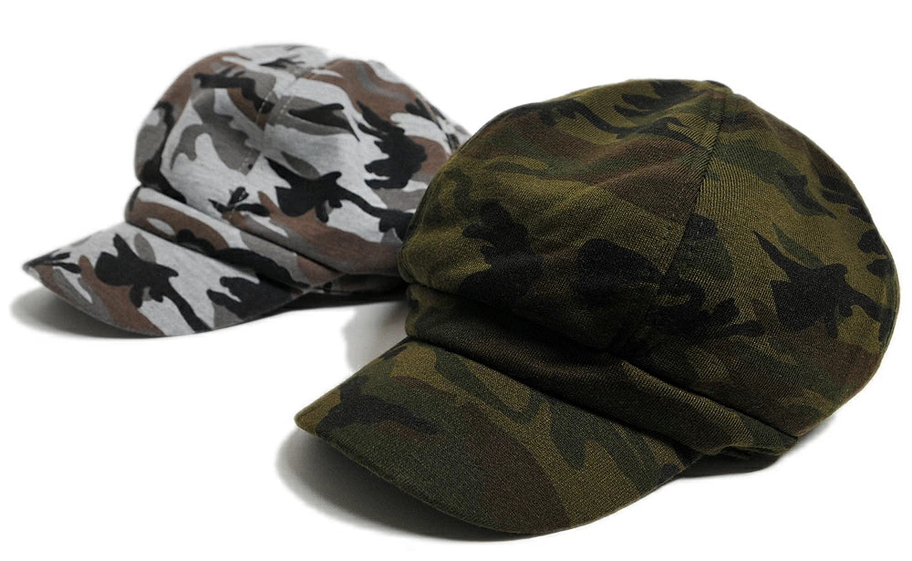 カモ柄ビッグキャスケット BIGWATCH正規品 2色 グリーンカモ グレーカモ 迷彩柄 カモフラージュ ミリタリー サバゲー ビッグワッチ CAS-19 春 夏 秋 UVケア