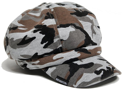 カモ柄ビッグキャスケット BIGWATCH正規品 2色 グリーンカモ グレーカモ 迷彩柄 カモフラージュ ミリタリー サバゲー ビッグワッチ CAS-19 春 夏 秋 UVケア