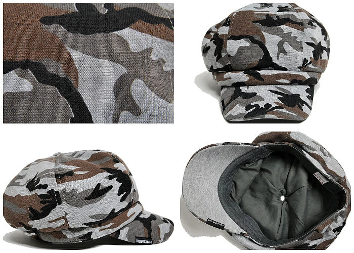 カモ柄ビッグキャスケット BIGWATCH正規品 2色 グリーンカモ グレーカモ 迷彩柄 カモフラージュ ミリタリー サバゲー ビッグワッチ CAS-19 春 夏 秋 UVケア