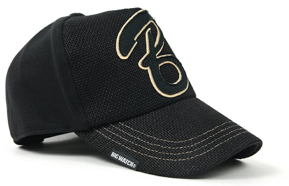 ヘンプコットン ワッペンキャップBIGWATCH オールブラック ビッグサイズ ビッグワッチ サイズ CB-01 春 夏 秋 UVケア