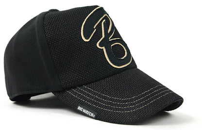 ヘンプコットン ワッペンキャップBIGWATCH オールブラック ビッグサイズ ビッグワッチ サイズ CB-01 春 夏 秋 UVケア