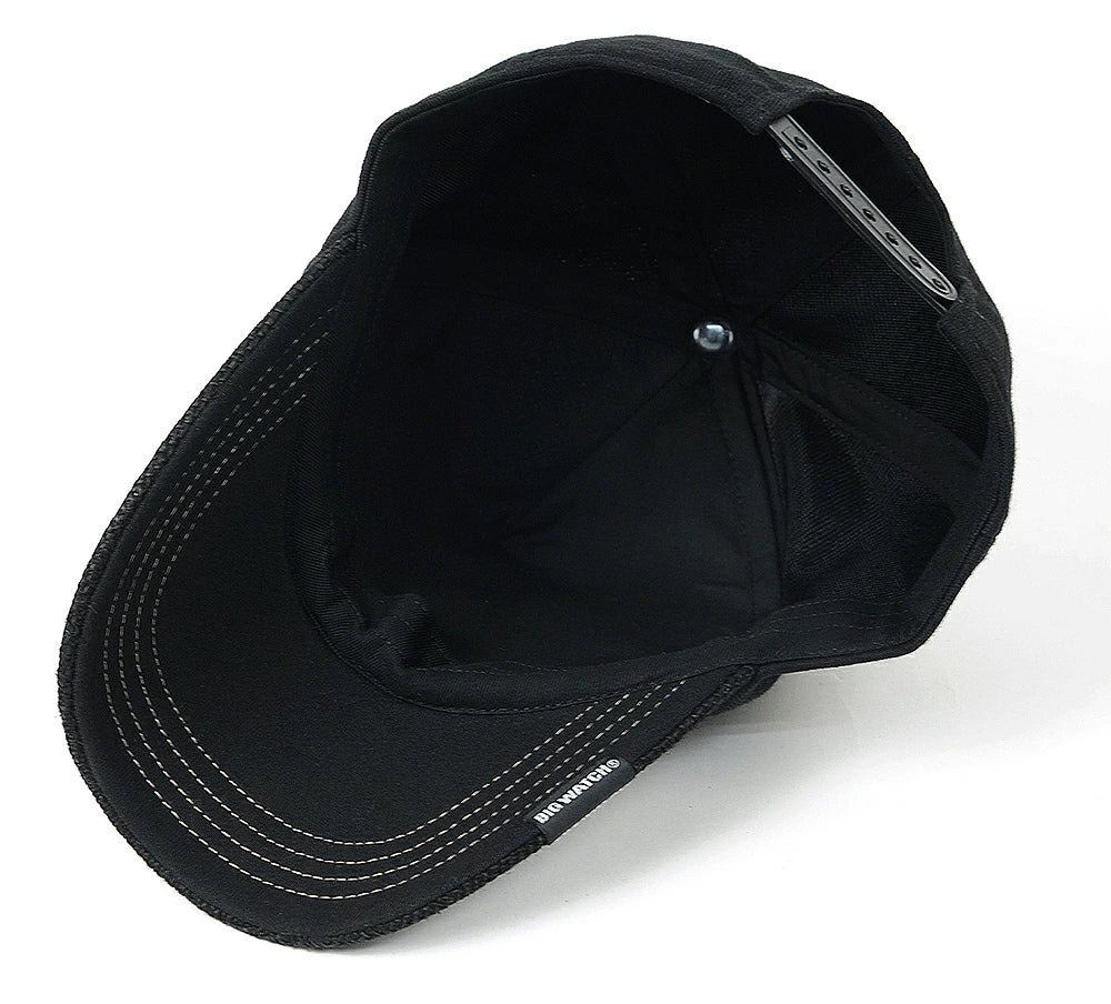 ヘンプコットン ワッペンキャップBIGWATCH オールブラック ビッグサイズ ビッグワッチ サイズ CB-01 春 夏 秋 UVケア