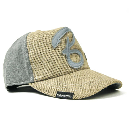 ヘンプコットン ワッペンキャップ BIGWATCH ベージュ MIXグレー ビッグサイズ ビッグワッチ サイズ CB-02 春 夏 秋 UVケア