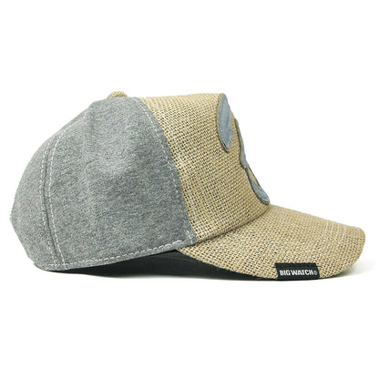 ヘンプコットン ワッペンキャップ BIGWATCH ベージュ MIXグレー ビッグサイズ ビッグワッチ サイズ CB-02 春 夏 秋 UVケア