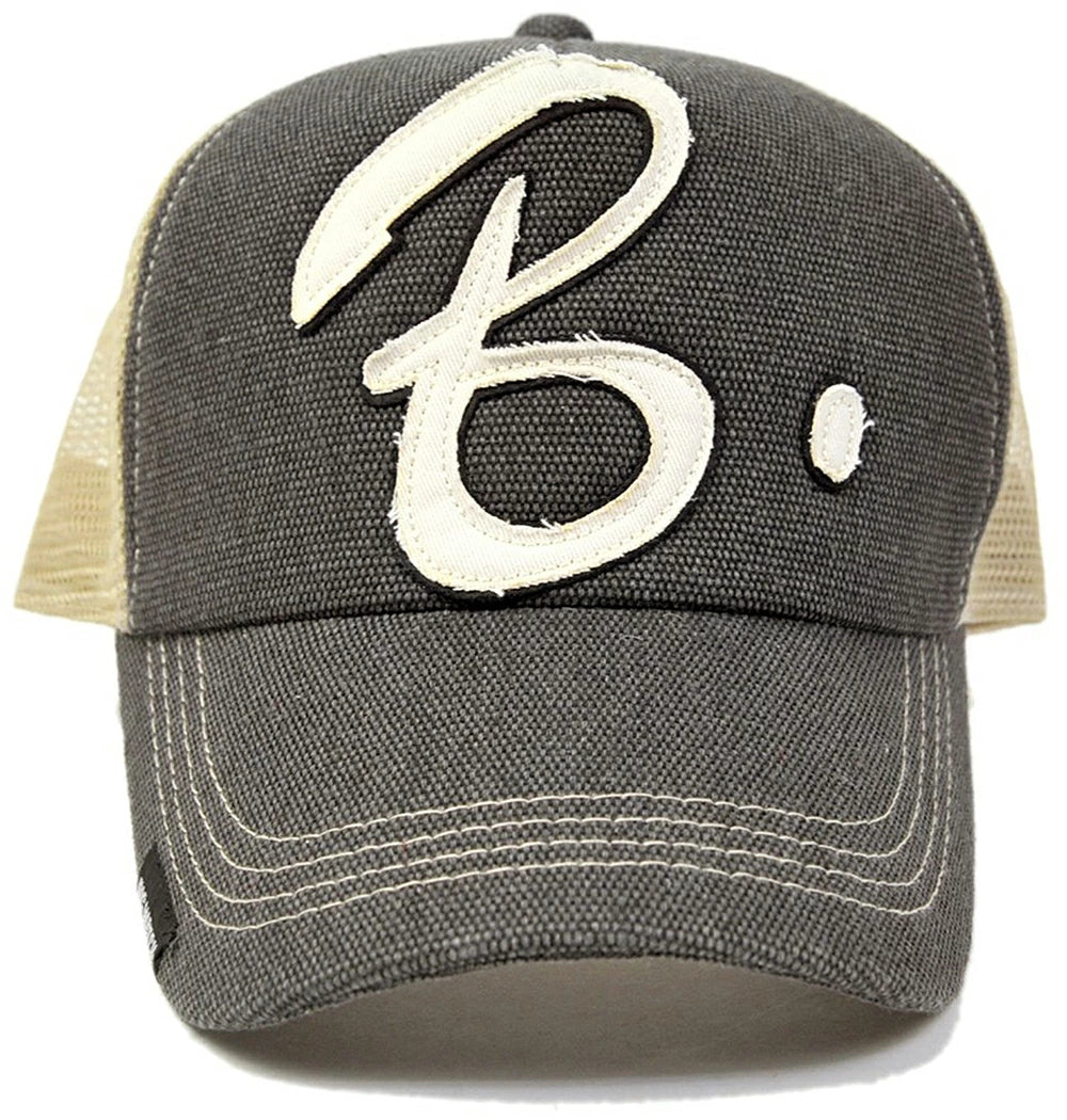 コットンメッシュキャップ BIGWATCH グレー ベージュ CPB-01M 春夏 UVケア ワッペン B