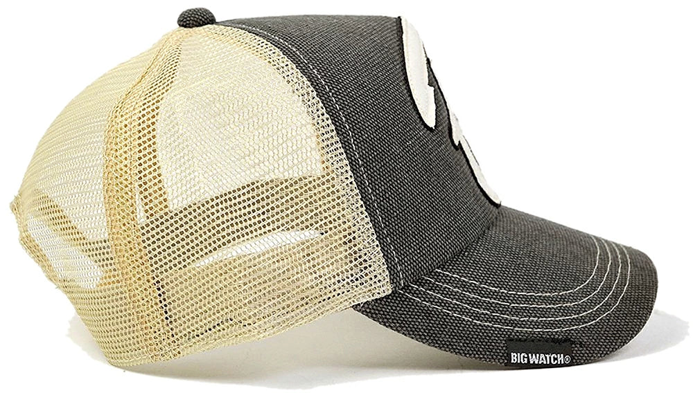 コットンメッシュキャップ BIGWATCH グレー ベージュ CPB-01M 春夏 UVケア ワッペン B