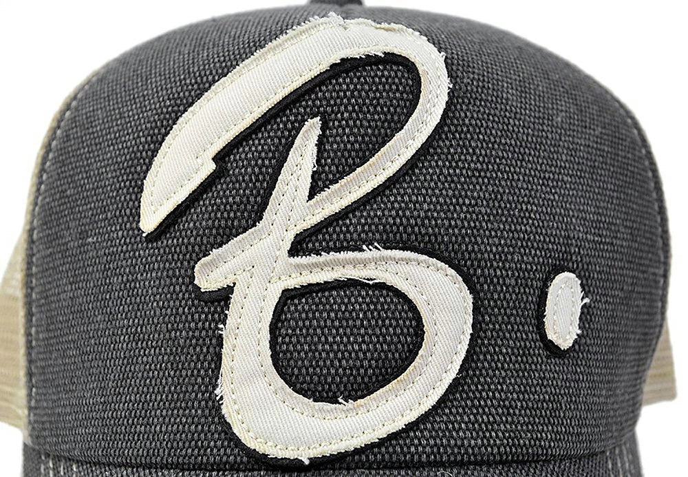 コットンメッシュキャップ BIGWATCH グレー ベージュ CPB-01M 春夏 UVケア ワッペン B