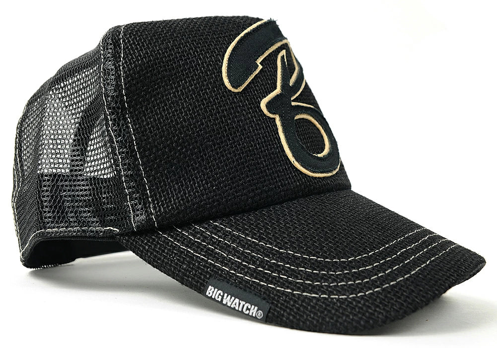 ガレージヘンプ ワッペンキャップBIGWATCH正規品 オールブラック ビッグサイズ ビッグワッチ CPB-09 春 夏 秋 UVケア