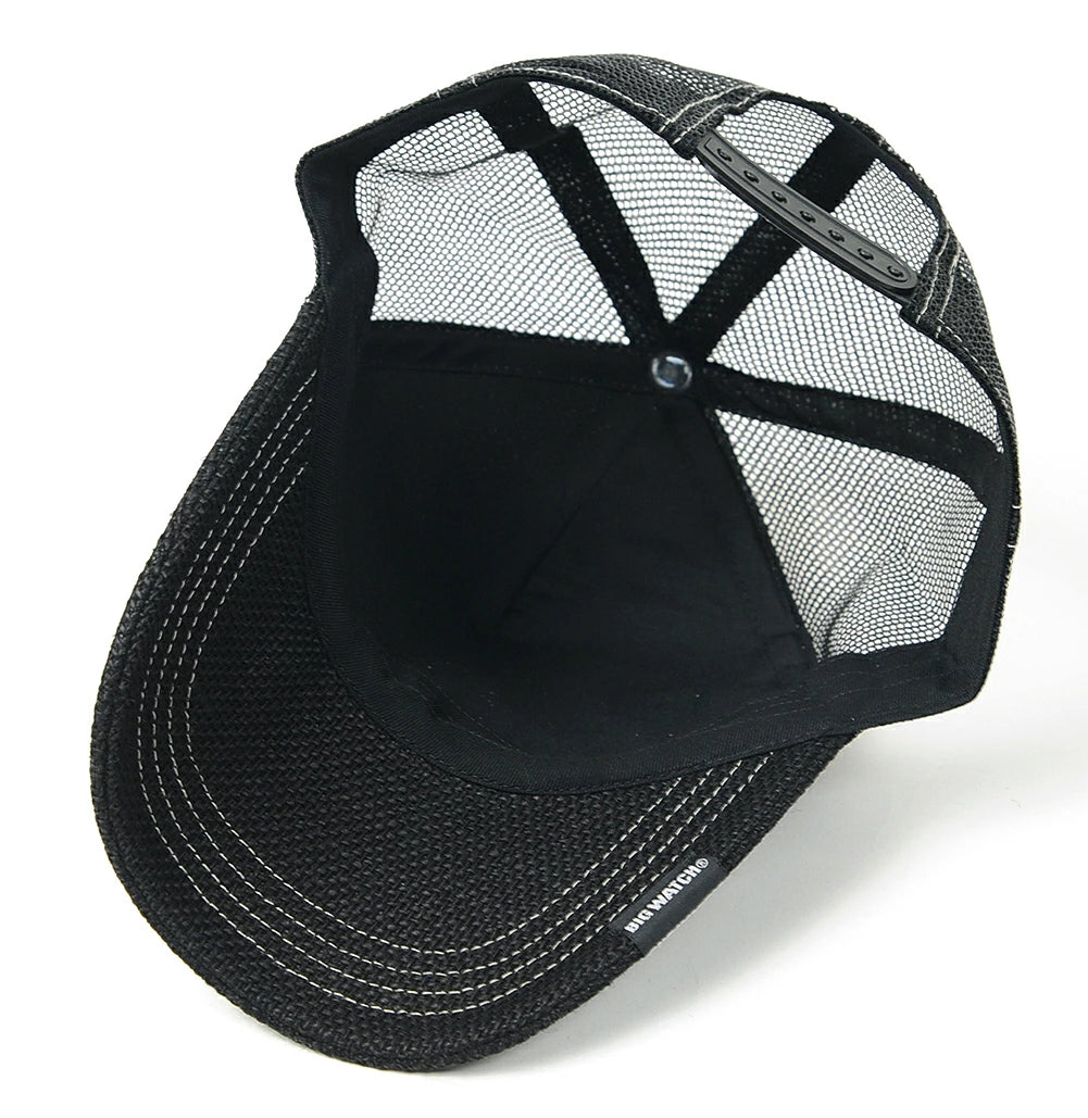 ガレージヘンプ ワッペンキャップBIGWATCH正規品 オールブラック ビッグサイズ ビッグワッチ CPB-09 春 夏 秋 UVケア