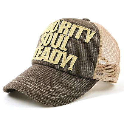 ブラウン ベージュ ワッペンキャップ メッシュキャップ ビッグサイズ ビッグワッチ 帽子 CPC-02 春 夏 秋 UVケア