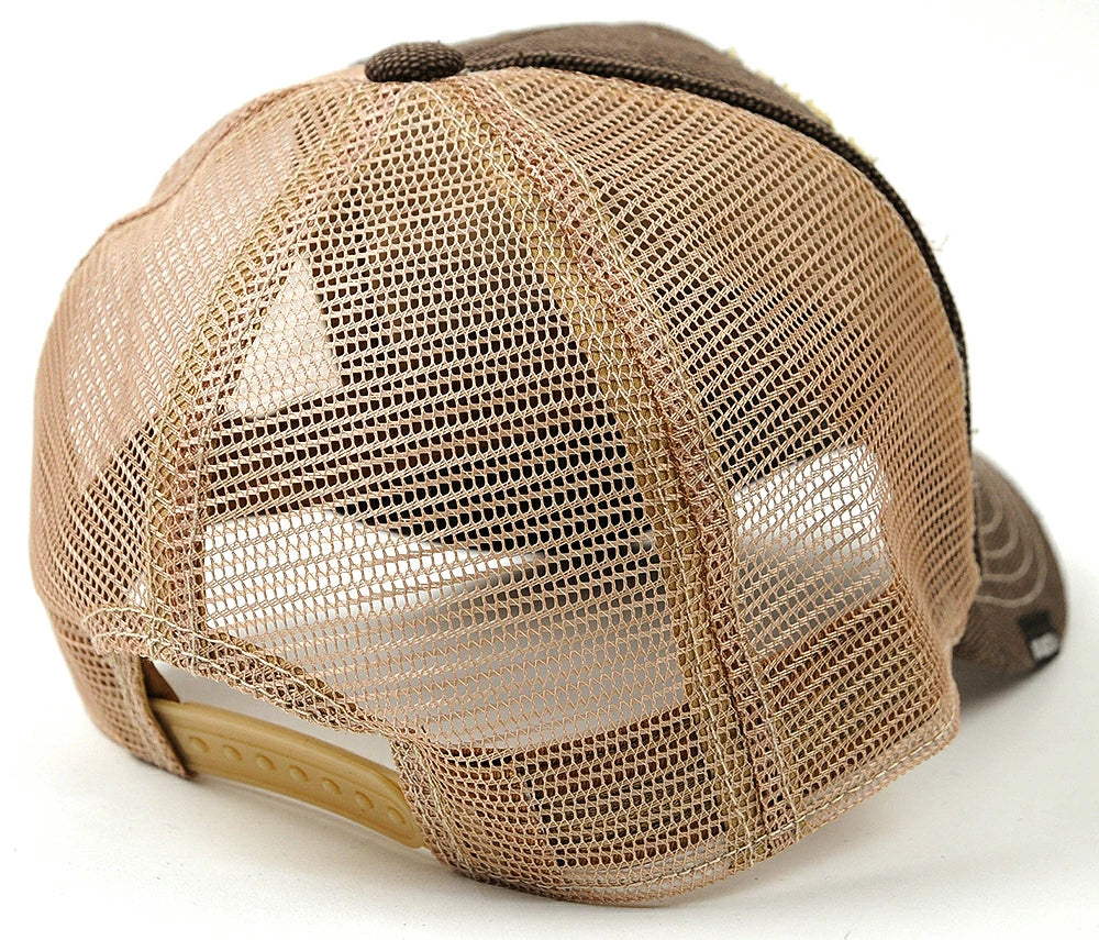 ブラウン ベージュ ワッペンキャップ メッシュキャップ ビッグサイズ ビッグワッチ 帽子 CPC-02 春 夏 秋 UVケア