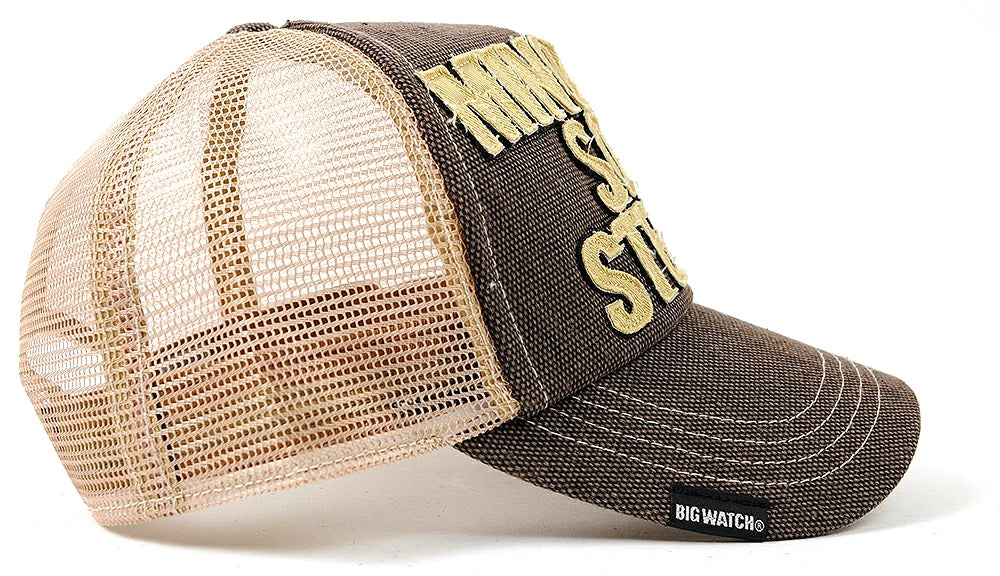 ブラウン ベージュ ワッペンキャップ メッシュキャップ ビッグサイズ ビッグワッチ 帽子 CPC-02 春 夏 秋 UVケア
