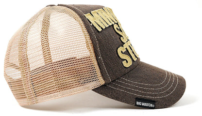 ブラウン ベージュ ワッペンキャップ メッシュキャップ ビッグサイズ ビッグワッチ 帽子 CPC-02 春 夏 秋 UVケア