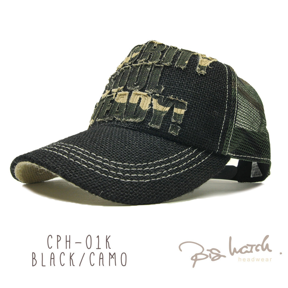 ガレージヘンプキャップ BIGWATCH正規品 ブラック ベージュ メッシュ ワッペン CPH-01 ブラック/ベージュ/ホワイト/ネイビー/グレー