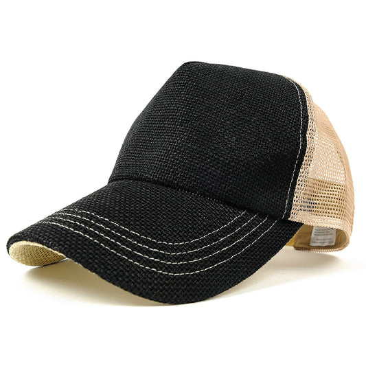 無地ヘンプキャップ BIGWATCH ブラック ベージュ 黒 メッシュキャップ ビッグワッチ CPM-01 春 夏 秋 UVケア
